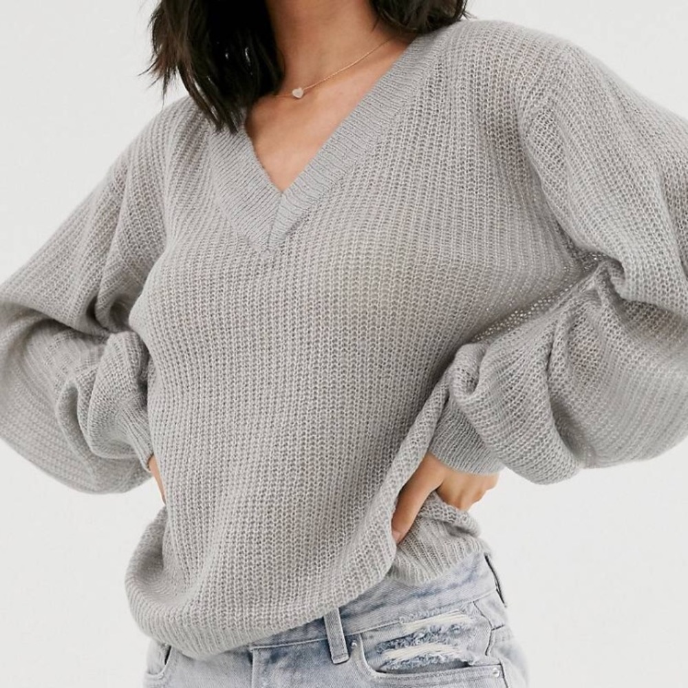BRAVE SOUL Light Gray V-Neck Sweater